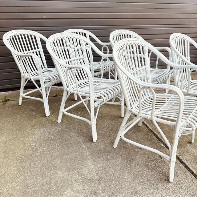 Italian Style Outdoor Rattan Patio Chairs - 8 Available For Sale - Image 11 of 12