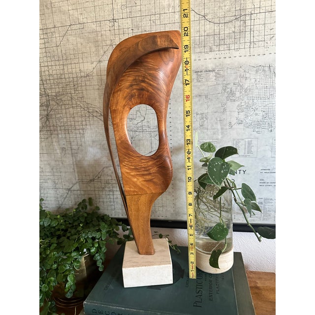 Wood Modern Abstract Wood Sculpture on Marble Base by Dennis Sohocki For Sale - Image 7 of 10
