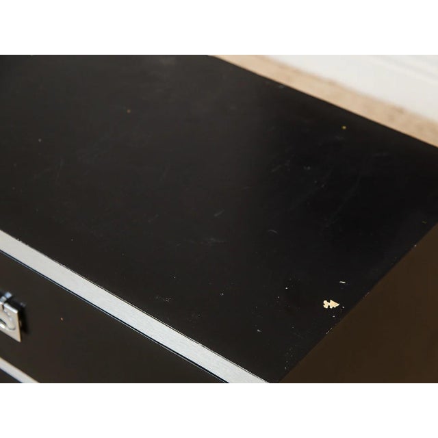 Black and Chrome 1970's Two Drawer Nightstand For Sale - Image 12 of 12