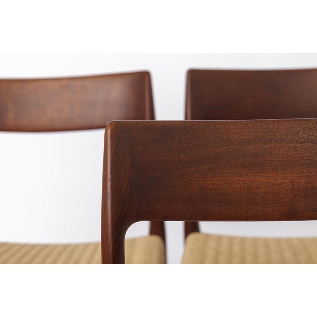 Mid-Century Model 77 Chairs in Teak and Danish Cord by Niels Otto (N. O.) Møller for J.L. Møllers, Denmark, 1950s, Set of 4 For Sale - Image 3 of 12
