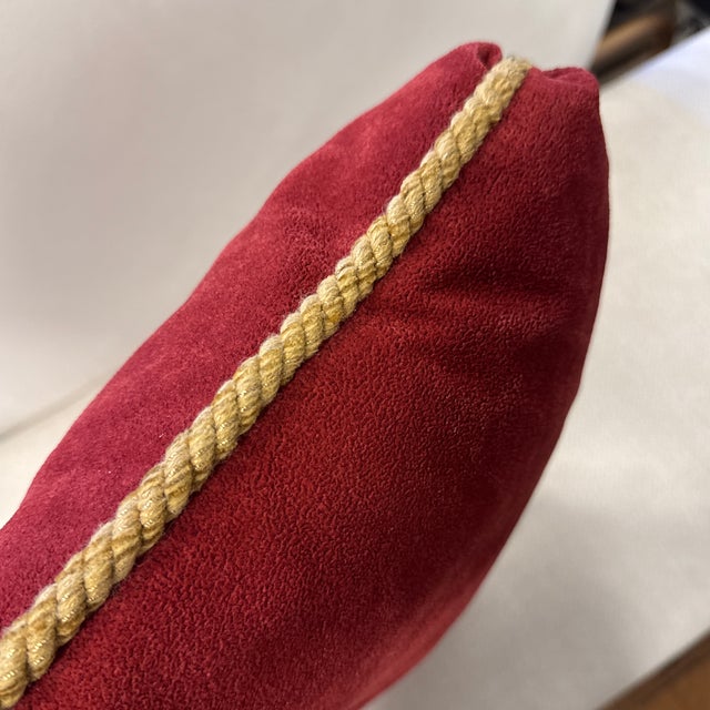 Regency Style Ruby Velvet Lumbar Pillow For Sale In San Francisco - Image 6 of 12