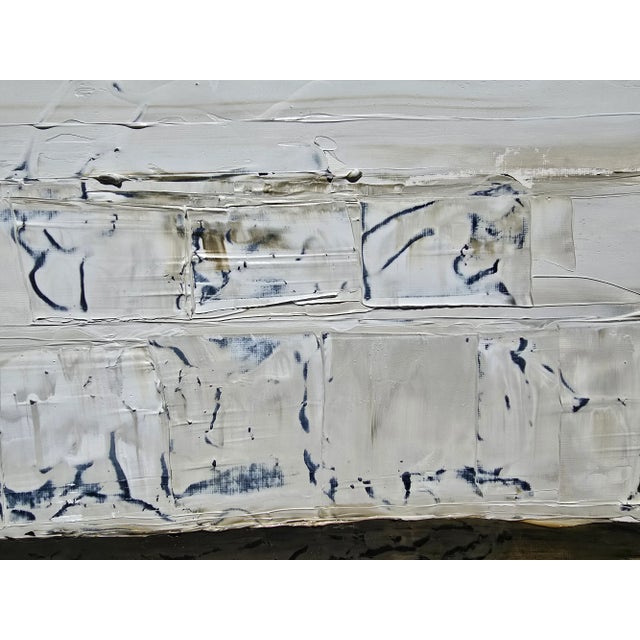 25.2" by 20.5" Shadow Box Framed Contemporary Neutral Color Palette Abstract Landscape Painting / Color Field For Sale - Image 4 of 10