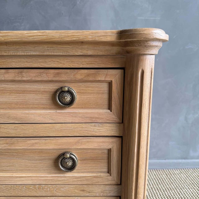 Not Yet Made - Made To Order Louis XVI Style Carved White Oak Nightstand With 3 Drawers For Sale - Image 5 of 9