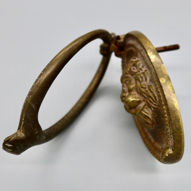 Traditional Vintage English Brass Lion Head Door Knocker — Oval Regency Style Lion Mask Knocker, Made in England For Sale - Image 3 of 8