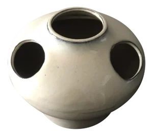 Mid-Century Modern 4-Hole Cream Pottery Vase Planter