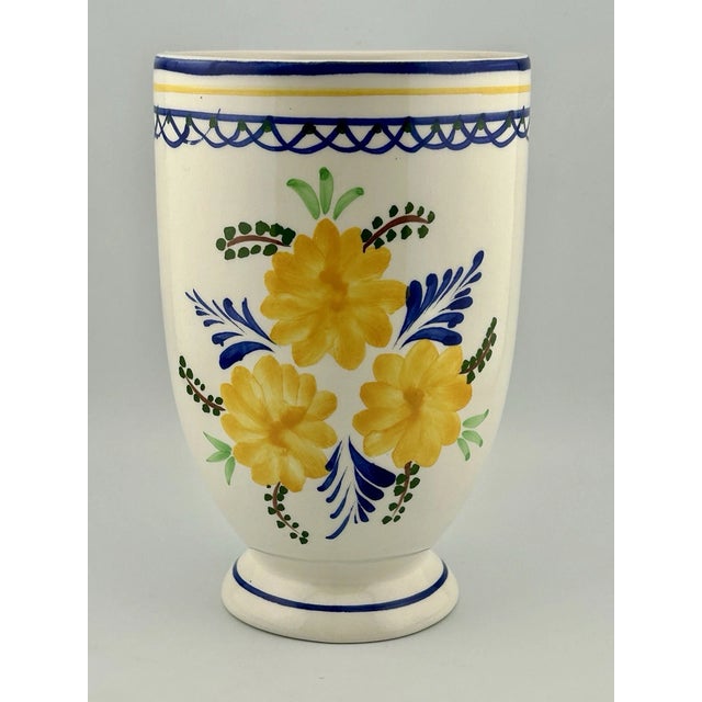 1990s Vintage Jay Willfred Andrea by Sadek Floral Design Pottery Vase For Sale - Image 5 of 5
