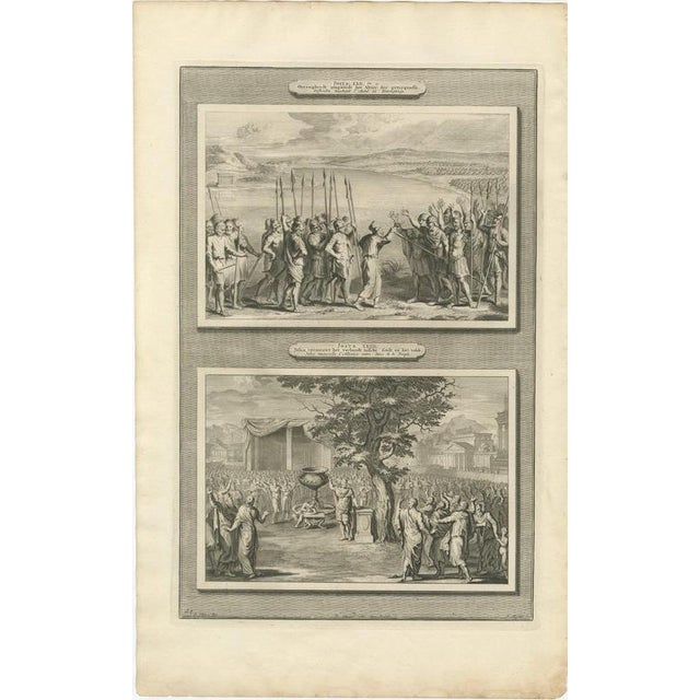 Baroque Pieter Mortier, The Altar of Witness and Joshua Renews the Covenant, 1700, Engraving For Sale - Image 3 of 12