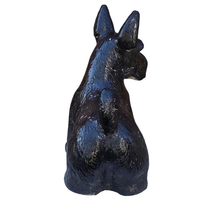 Cement Scottish Terrier Dog Statue Vintage Scotty Vintage Sculpture Black Heavy For Sale - Image 4 of 18