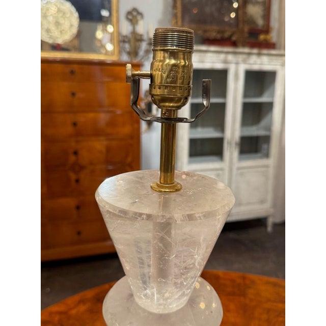 Pair of Polished Rock Crystal Lamps For Sale - Image 4 of 5