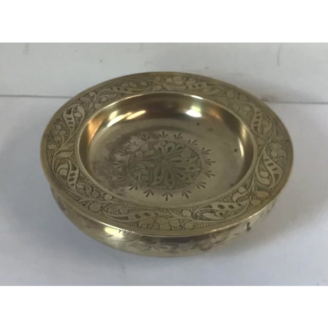 Brass Vintage Brass Two Piece Etched Brass Ashtray For Sale - Image 8 of 8