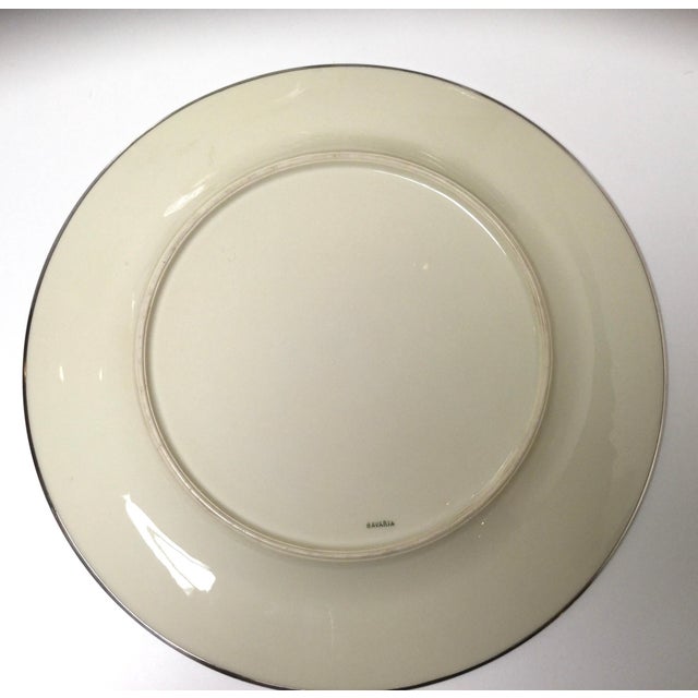 Ceramic Set of Eight Bavarian Chinoiserie Silver Overlay Service Dinner Plates For Sale - Image 7 of 8