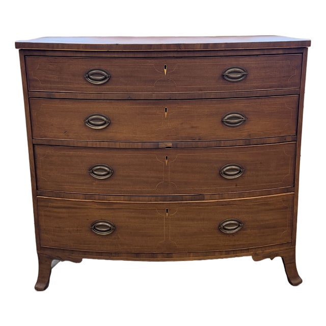 19th Century English Bowfront Mahogany Chest of Drawers For Sale