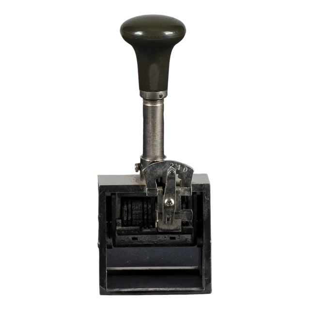Vintage Plastic and Metal Number Stamp For Sale