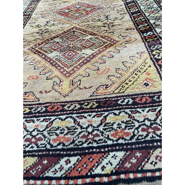 Cream Antique Kurdish Kazak Style Runner For Sale - Image 8 of 11