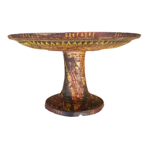 Antique Wood Carved Pedestal Cake Plate