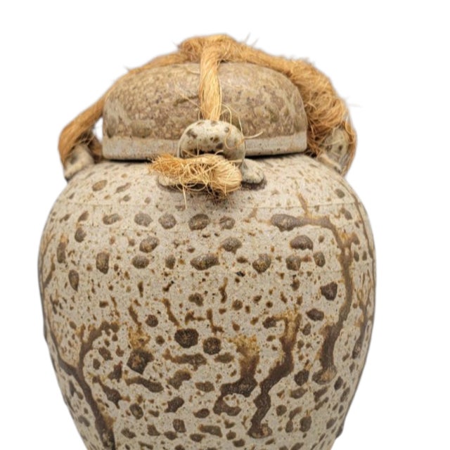 Asian Inspired Studio Pottery Stoneware Urn Ginger Jar For Sale - Image 4 of 14