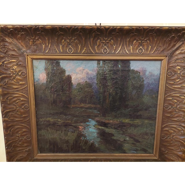 Impressionist Antique California Artist Ralph Davison Miller Oil Painting Housed in a Carved Frame For Sale - Image 3 of 18