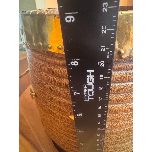 Chocolate Antique South Indian Wood and Brass Rice Bucket Container, 19th Century For Sale - Image 8 of 12