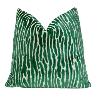 Emerald Velvet Throw Pillow With Feather Down Insert For Sale