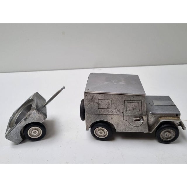 Vintage German WWII Allied Occupation Army Willys Jeep Cigarette Case with Lighter and Ashtray from Walter Baier Company For Sale - Image 9 of 14