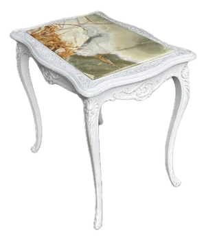 French Provincial End Table With the Onyx Top