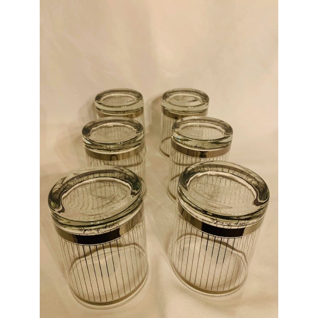 Glass Georges Briard Silver Mirror Pin Stripe Low Ball Glasses - Set of 6 For Sale - Image 7 of 12