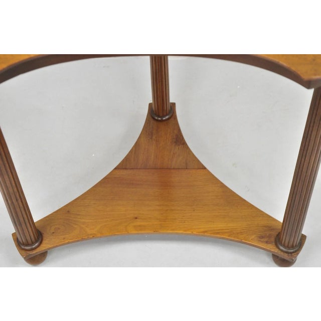 Brown Antique French Empire Mahogany Mother of Pearl Wreath Inlay Accent Side Table For Sale - Image 8 of 10