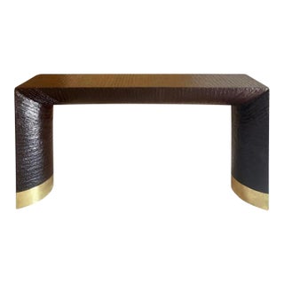 Harrison Van Horn "Belly" Console Table in Lacquered Raffia For Sale