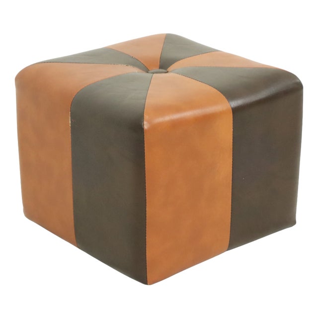 Square Pouf in Skai and Faux Leather, 1960s For Sale