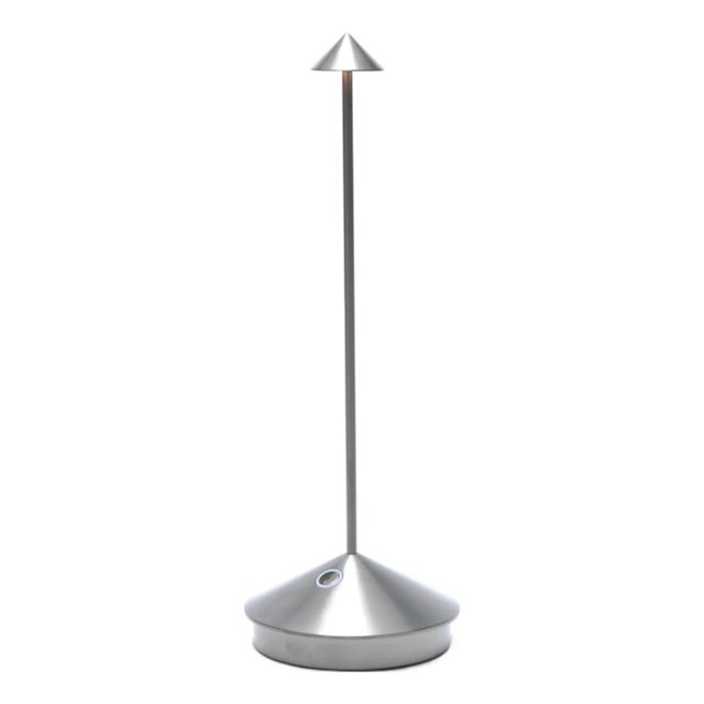 Zafferano Pina Pro Rechargeable Indoor/Outdoor Cordless Table Lamp, Antique Nickel For Sale