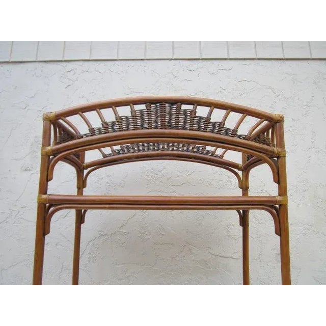 Tommy Bahama Style 1980s Bamboo Rattan Entertainment Center Dark Color For Sale In Naples, FL - Image 6 of 13
