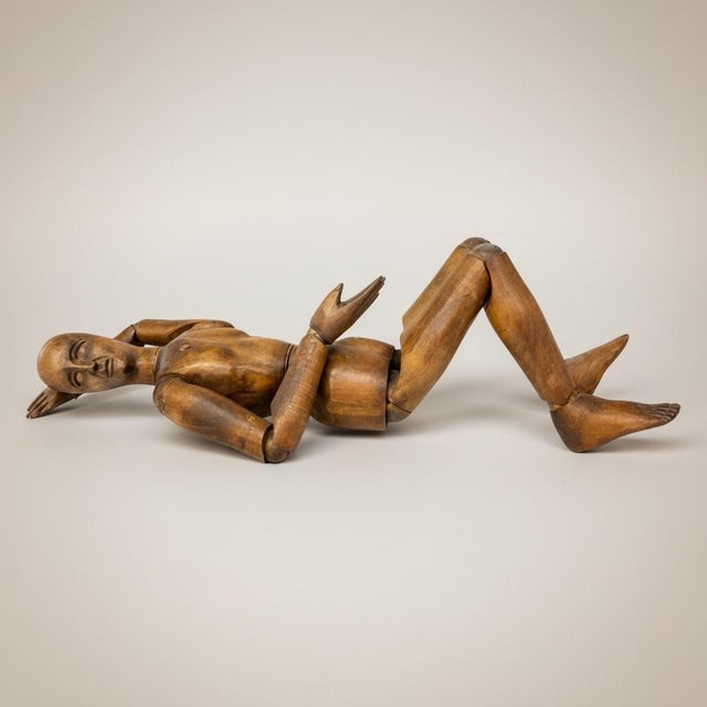 Wood Large Antique French Wooden Male Artist’s Articulated Lay Figure Mannequin For Sale - Image 7 of 11