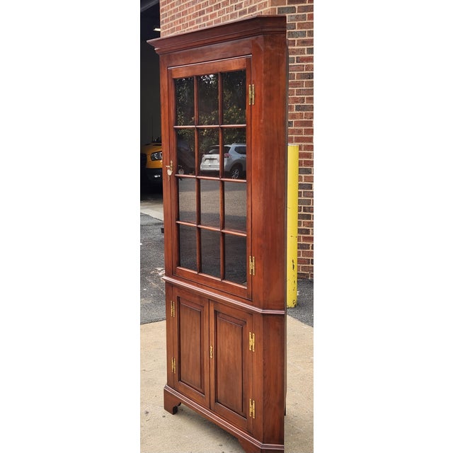1980s Henkel Harris Wild Cherry Corner Cabinet For Sale - Image 5 of 7