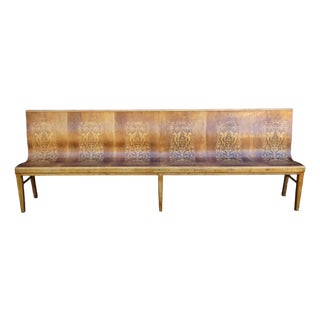 Curved Wood Bistro Bench by DG Fischel France, 1930 For Sale