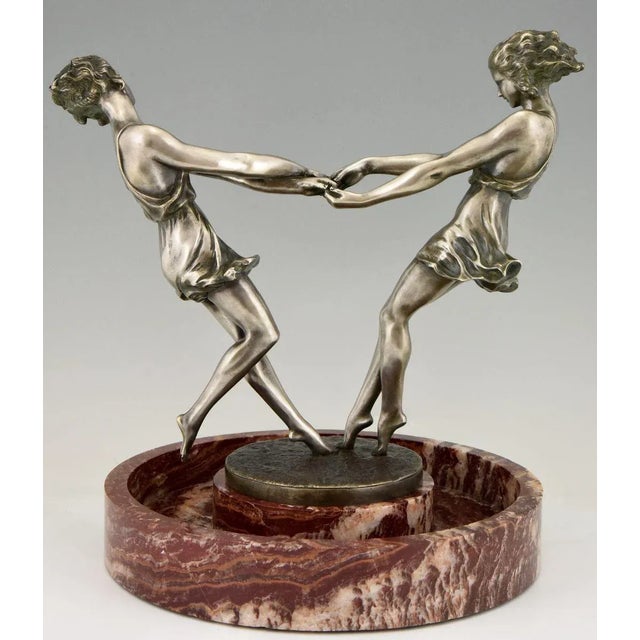 Andre Gilbert, Art Deco Centerpiece with Bronze Sculpture of Dancing Girls, France, 1925 For Sale - Image 4 of 13