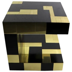 Paul Evans Cityscape Brass and Wood Side Table
