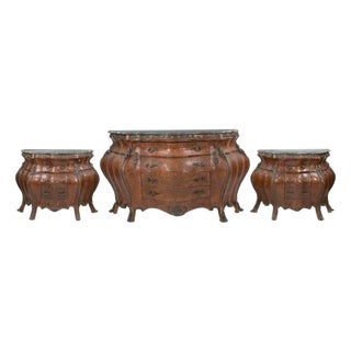 Continental Rococo-Style Three-Piece Chest of Drawers Set, Late 19th Century, Set of 3 For Sale