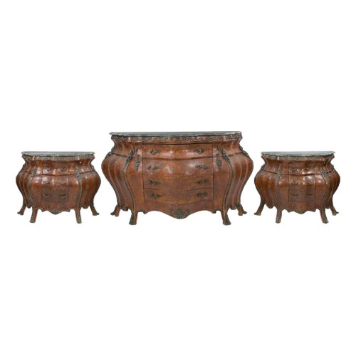 Continental Rococo-Style Three-Piece Chest of Drawers Set, Late 19th Century, Set of 3 For Sale