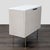 The cabinet has a solid marble top and a solid poplar wood frame with a wood veneer. It is covered in a water-based finish...