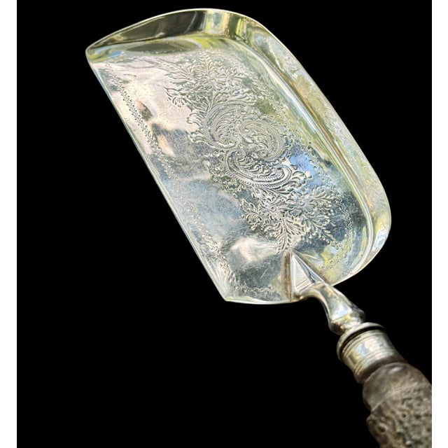 Victorian Antique Harrison Fisher & Co English Silver-Plated Crumb Scoop For Sale - Image 3 of 7