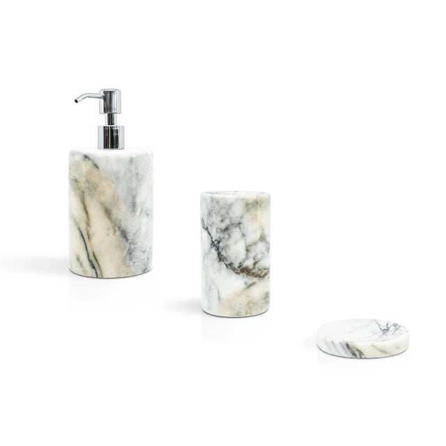 Rounded Toothbrush Holder in Paonazzo Marble For Sale - Image 4 of 7
