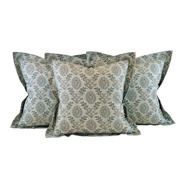 Textile French General Ciel Blue Cream Gray Boheme Floral Pillow Covers- 3 Pieces For Sale - Image 7 of 7