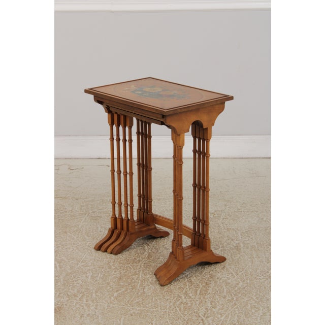 Set of 4 Adams Style Paint Decorated Satinwood Nesting Tables For Sale In Philadelphia - Image 6 of 14
