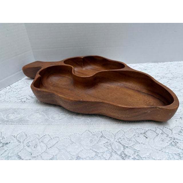 1980s Vintage 1970s Monkey Pod Large Wood Leaf Tray For Sale - Image 5 of 7