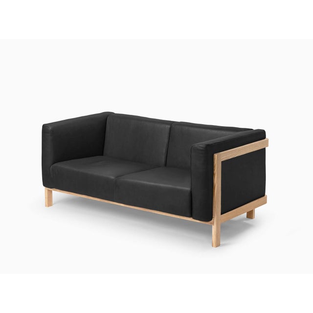 Minimalist Modern Two-Seater Sofa in Ash and Leather by Julien Renault For Sale - Image 12 of 12