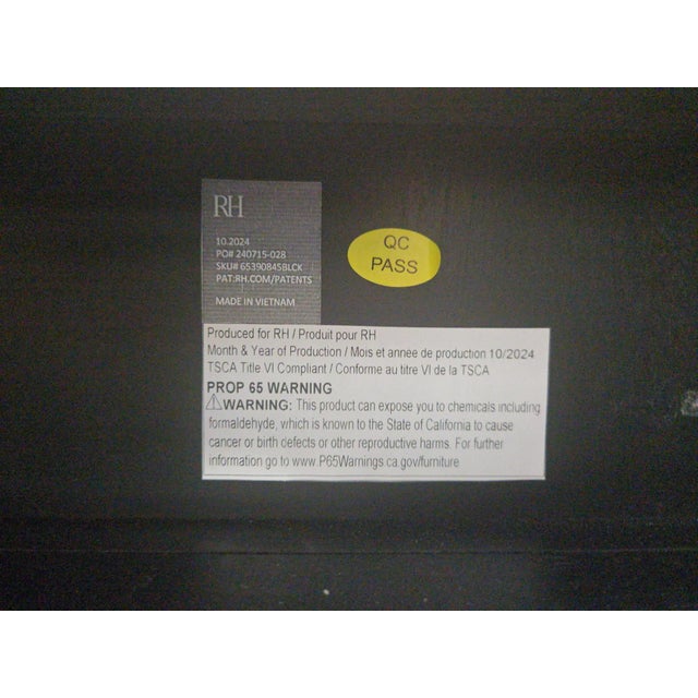 Black Rh Bezier Panel Bed — King Black Oak | Bronze Accents | 56" Headboard For Sale - Image 8 of 18