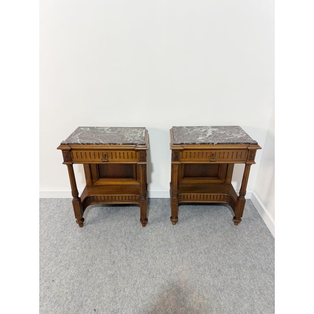 Vintage Italian Bedside Tables with Marble Top, 1940, Set of 2 For Sale - Image 18 of 18