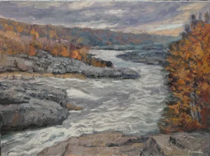 Sean Wu Original Realist Oil Landscape of Potomac River in Maryland