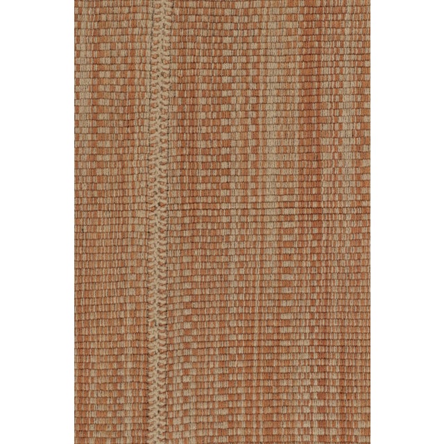 2010s Rug & Kilim's Accent Kilim, Beige With Orange Textural Stripes For Sale - Image 5 of 8