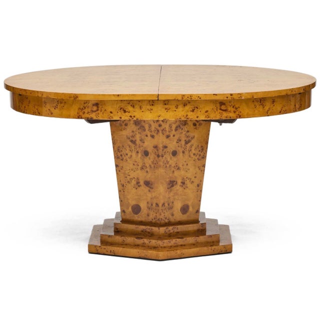 Biedermeyer Dining Table With One Leaf and Six Matching Dining Chairs With Blue Upholstery For Sale - Image 4 of 16